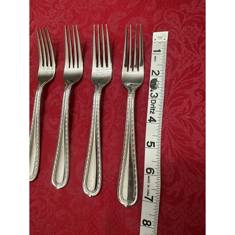 4 Hampton NOBILITY 4 Tine Dinner Forks 7 1/4” Stainless Flatware 18/10 NICE